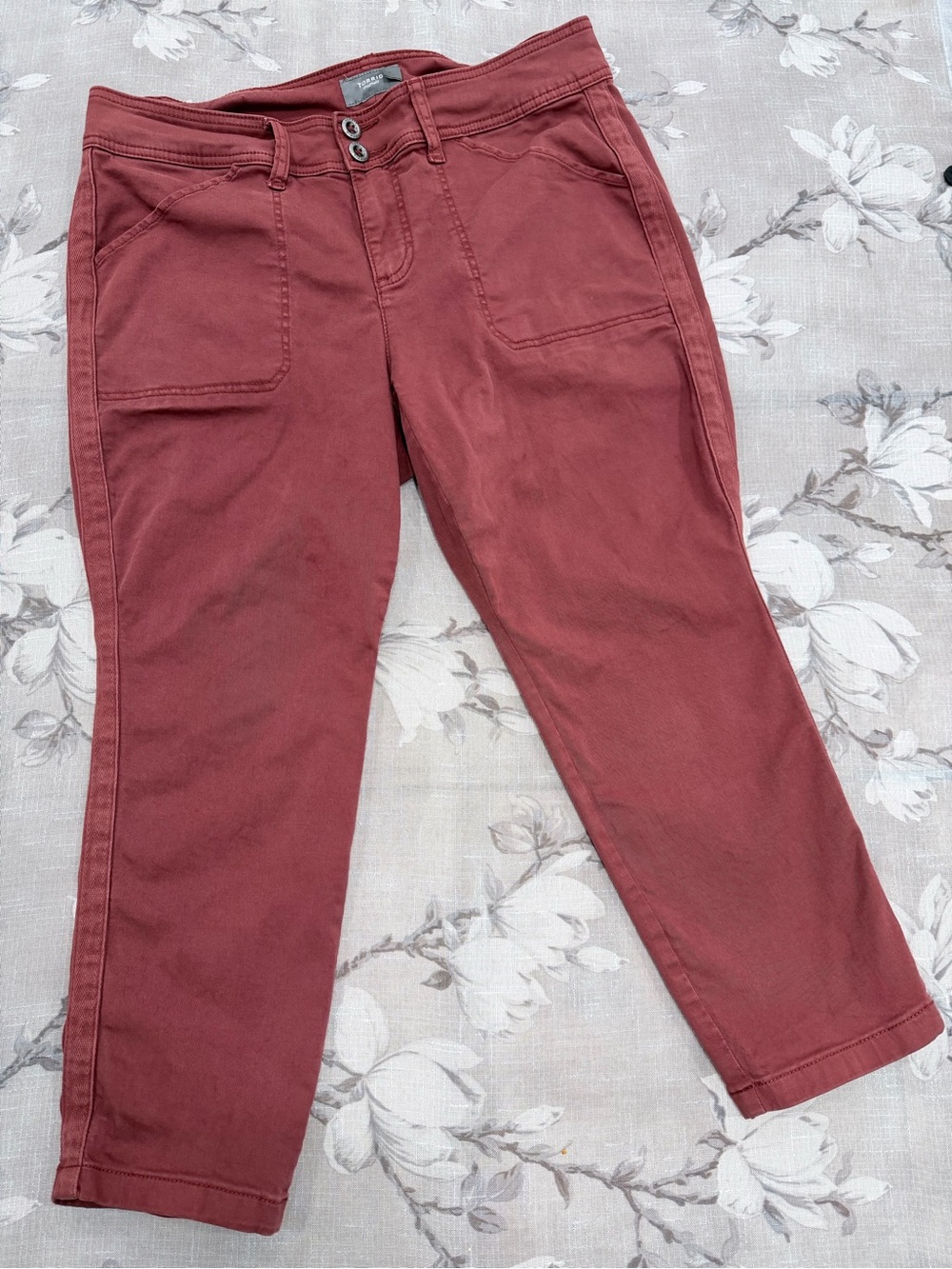 Torrid Fire Brick Cropped Pants Size 14 Stretch Utility Pocket Stretch Cotton